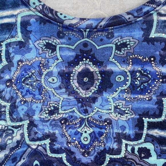 French Bazaar Tunic Blouse Top Womens Extra Large Embellished 3/4 Sleeve - Picture 4 of 8